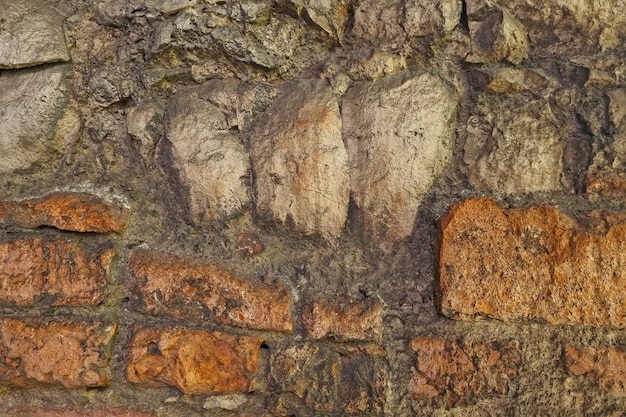 Die alte Textur der Wand, der Hintergrund des Gebäudes, der Ziegelstein