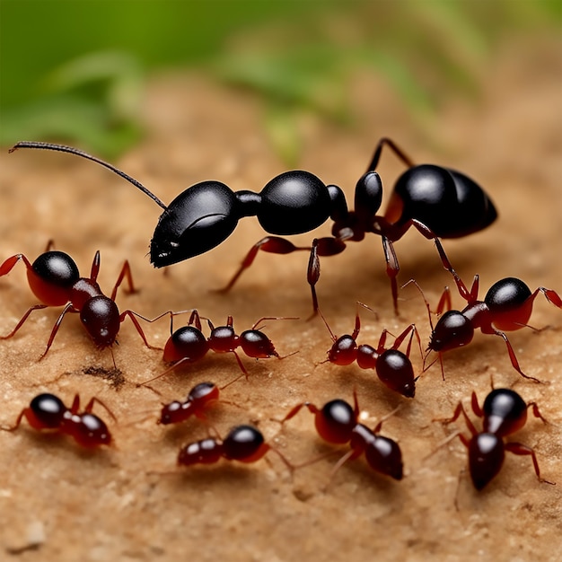 Die Ameisen schneiden die Blätter der Bäume ab und tragen sie zum Reihenführer-Ameisenlederkleid auf dem Baum