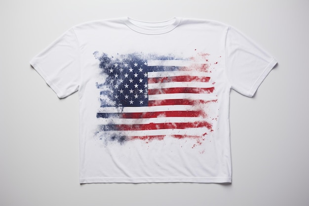 Foto die amerikanische flagge auf einem t-shirt gedruckt