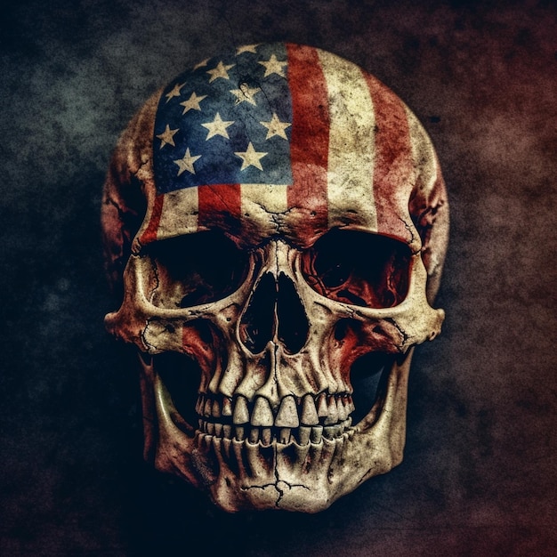 Die amerikanische Flagge ist auf einem Totenkopf