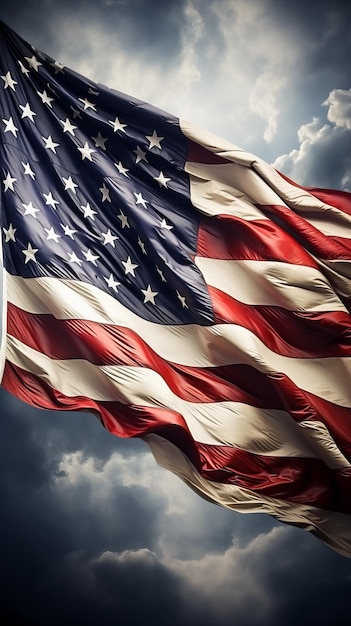 Die amerikanische Flagge schwingt im Wind