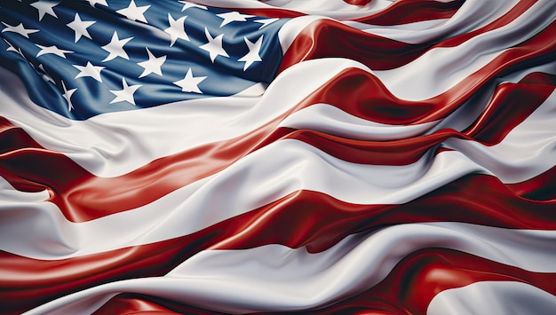 Foto die amerikanische flagge weht im wind.