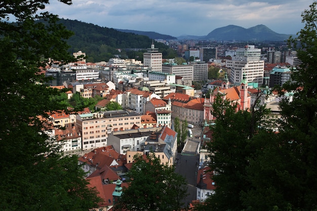 Die Ansicht über Mitte von Ljubljana, Slowenien