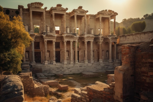 Die antike Stadt Ephesus in Ruinen Generative KI