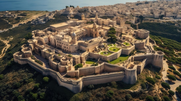 Die antike Stadt Mdina Malta vor dem blauen Mittelmeer