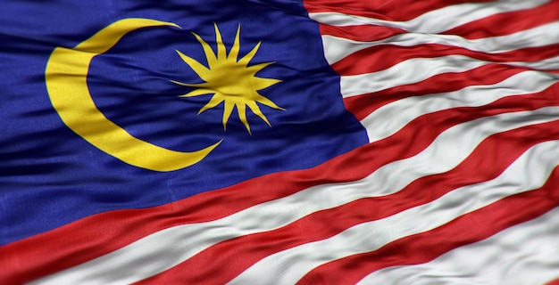 Die asiatische Flagge des Landes Malaysia ist gewellt