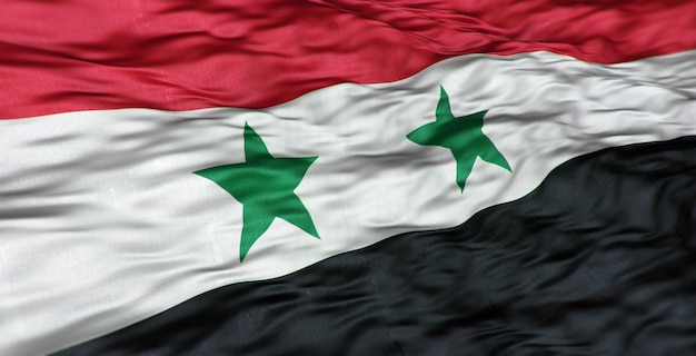 Die asiatische Flagge des Landes Syrien ist gewellt