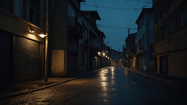 die Atmosphäre einer Straße in der Stadt um Mitternacht