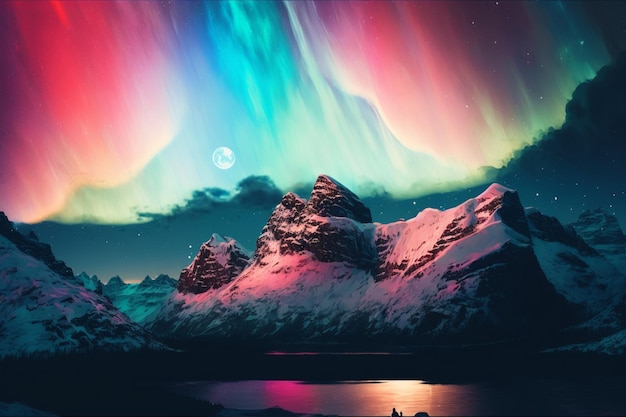 Die Aurora Borealis über einem Berg