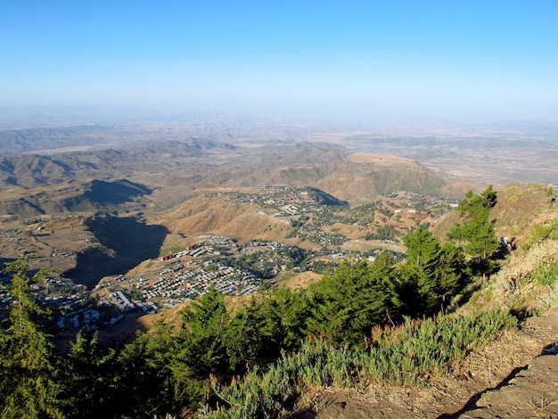 Die Aussicht auf die Stadt Lalibela, Äthiopien