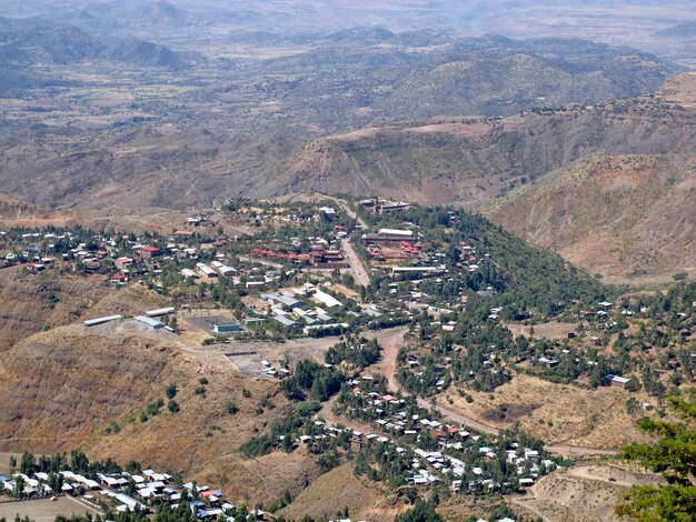 Die Aussicht auf die Stadt Lalibela, Äthiopien