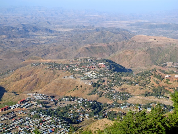 Die Aussicht auf die Stadt Lalibela, Äthiopien