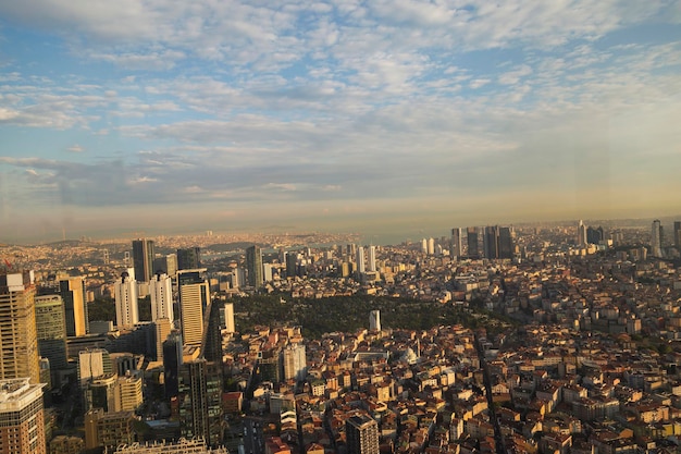 Die Aussicht auf Istanbul aus der Luft zeigt uns eine erstaunliche Sonnenuntergangsszene