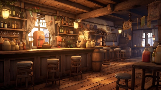 Die Bar in der Taverne