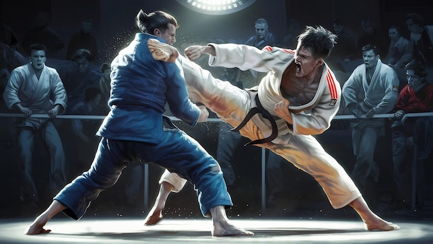 Foto die beiden judo-kämpfer kämpfen gegen männer.
