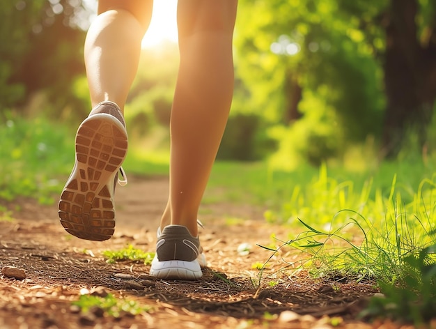 Die Beine einer weiblichen Läuferin beim Joggen