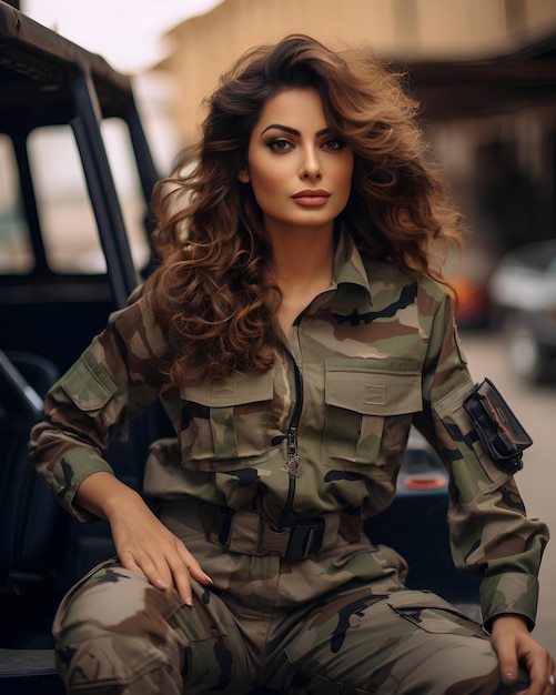 Die berühmte Influencerin Nehaal Naseem in einem Militäranzug