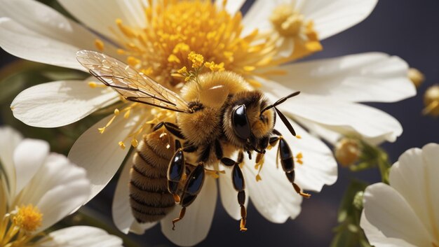 Foto die bestäubung durch tanzende bienen in der natur und die symbiotische schönheit des ökologischen austausches