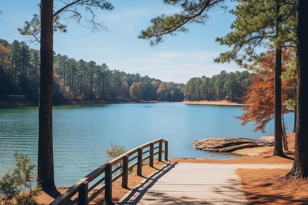 Foto die bezaubernde frühlingslandschaft und die freizeitfreuden des unberührten sees lithia springs