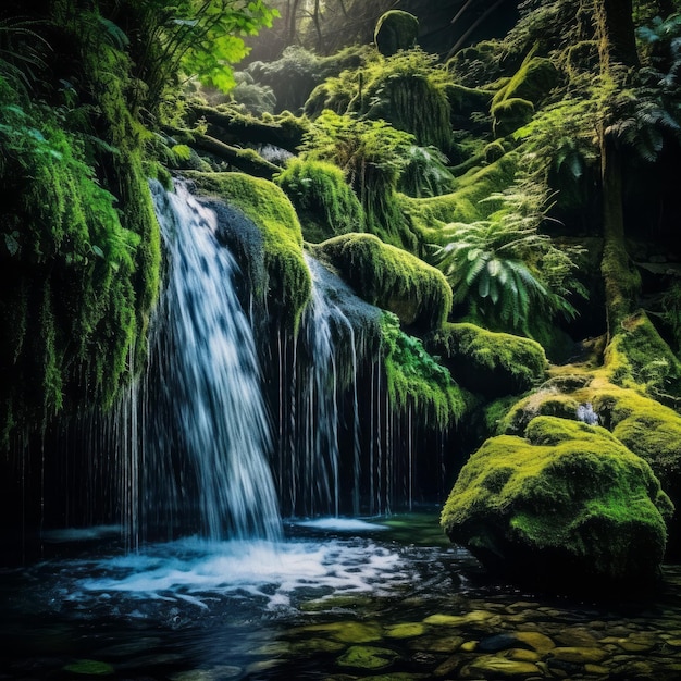Foto die bezaubernde schönheit eines höhlenwasserfalls