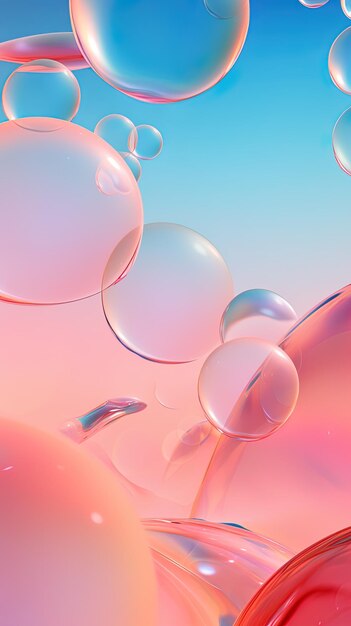 die Blasen sind in einem rosa und blauen Hintergrund