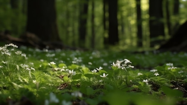 Die Blüte der Wildblumen im Wald im Frühling