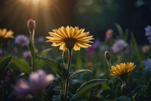 Die Blume leuchtet am Morgen