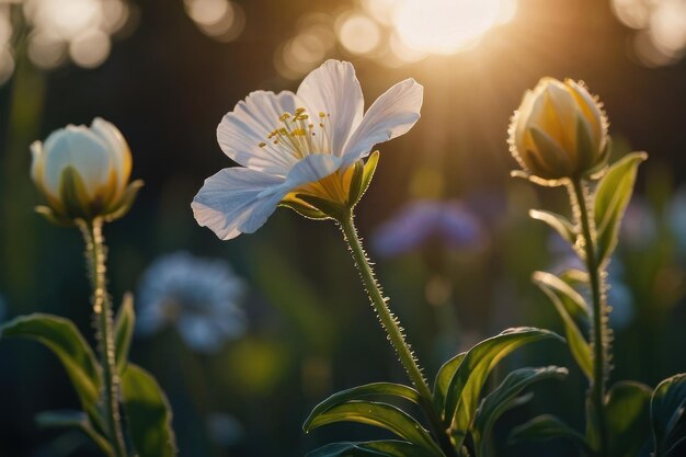 Die Blume leuchtet am Morgen