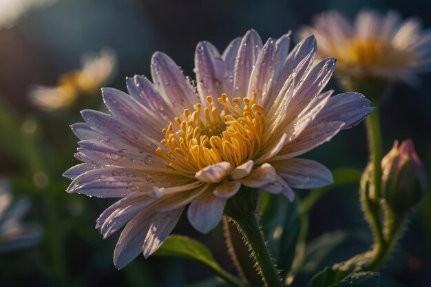 Die Blume leuchtet am Morgen