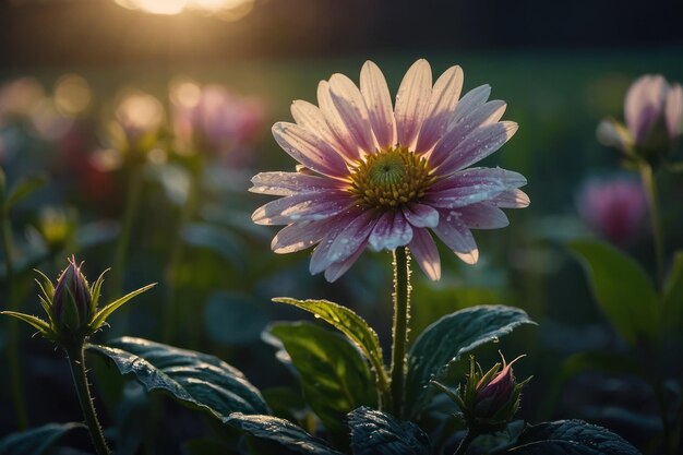 Die Blume leuchtet am Morgen