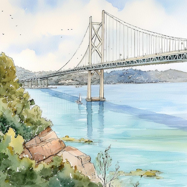 Die Bosporus Brücke Türkei Aquarellfarbe