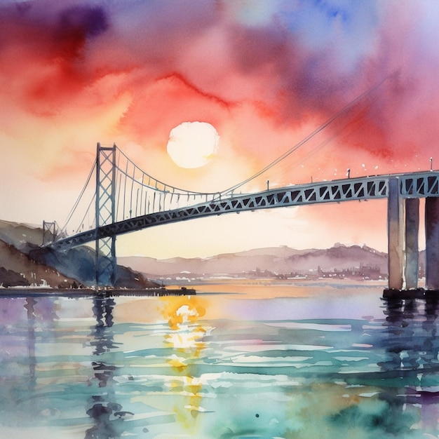 Die Bosporus Brücke Türkei Aquarellfarbe