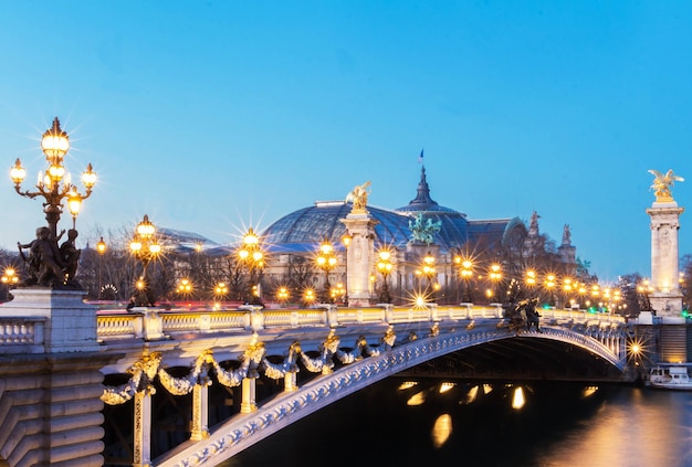 Die Brücke Alexandre III am Abend Paris Frankreich