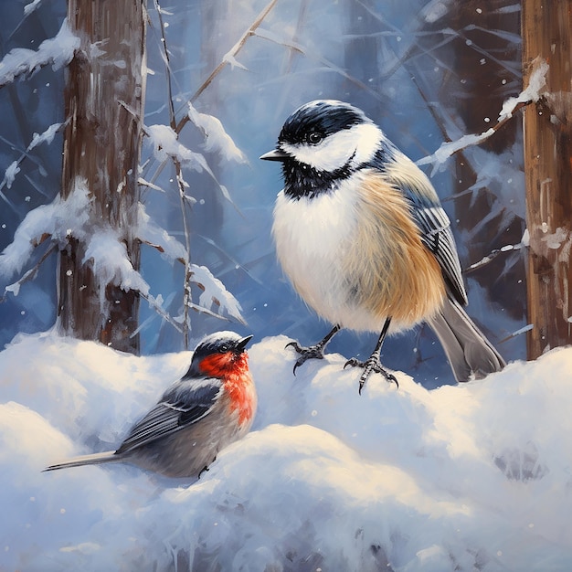 Die Chickadee und der Schneemann