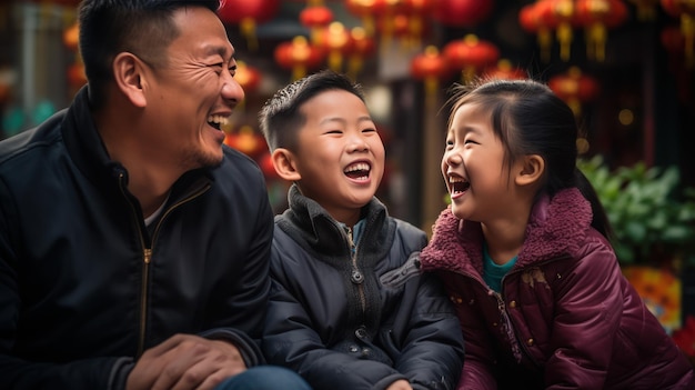 Die chinesische Familie glücklich