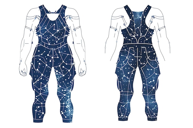 Foto die cut jumpsuit mit konstellationsmustern an der vorderseite eine illustration flachkleidung sammlung