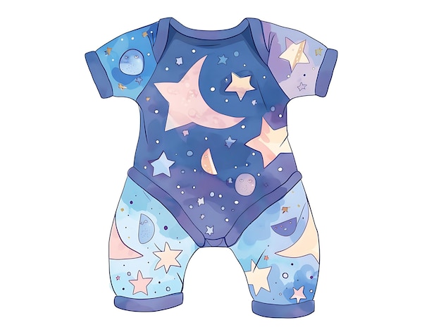 Die Cut Onesie com recortes em forma de estrela nos joelhos Featuri Creative Flat Illustration Roupas para Crianças