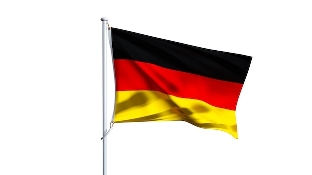 Die deutsche Flagge auf weißem Hintergrund wird geschwenkt.