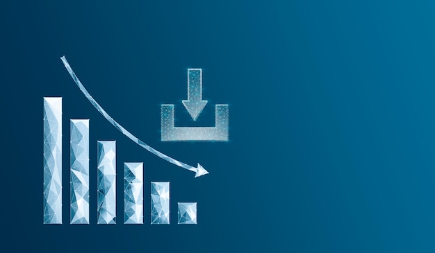 Die Downloadrate sinkt Der Graph vom Netzwerk sinkt