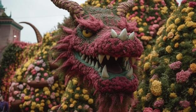 Die Drachenparade feiert das traditionelle Fest mit bunten Kostümen und Dekorationen, die durch künstliche Intelligenz generiert wurden
