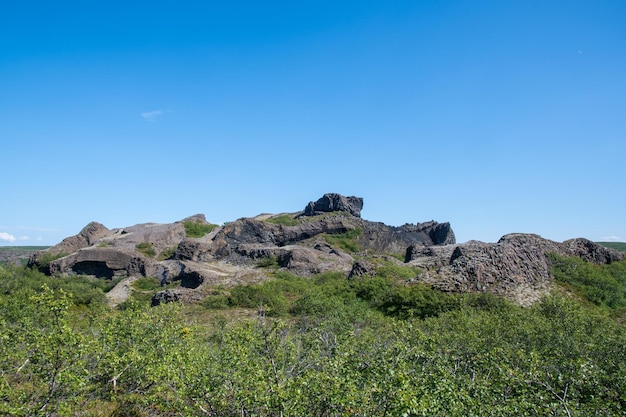 Die "Echofelsen" oder Hljodaklettar in der Jokulsargljufur-Schlucht im Vatnajokull-Nationalpark in Island