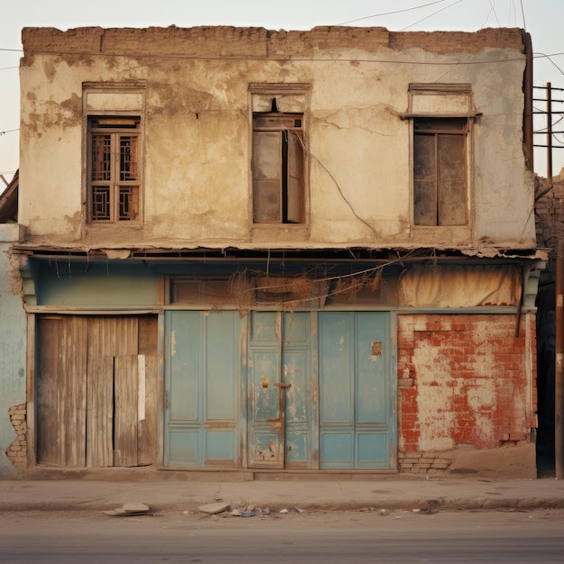 Die eindrucksvollen Schaufenster Pakistans einfangen Ein Blick in die alten Slums durch Rolltüren in der Str