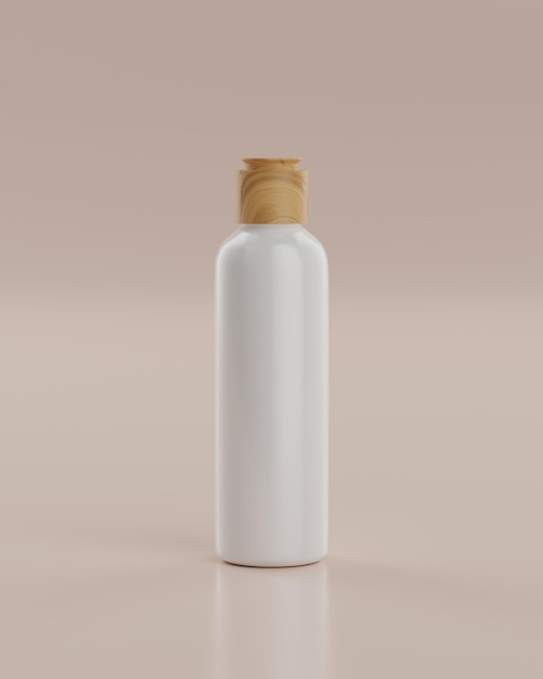 Die einfache weiße und hölzerne Flip-Top-Flasche eines Hautpflegeprodukts