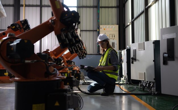 Foto die elektronische leiterplatte zur steuerung des robotikarms