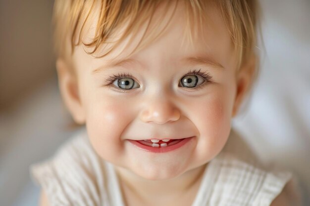 Die engelhafte Freude eines Kleinen mit rosigen Wangen und einem strahlenden Lächeln