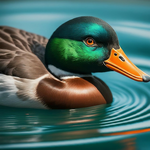 Die Ente im Wasser paddelt anmutig entlang der ruhigen Oberfläche