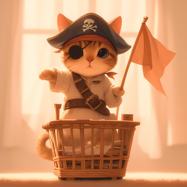 Die entzückende Katze Pirat Eine Schatzkiste der Freude