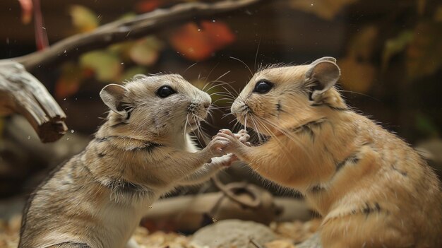 Die entzückenden Gerbils spielen