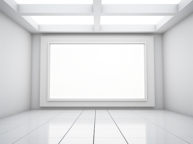 Die Erhabenheit des weißen Zimmerfensters. Stille, weiter, offener Raum. Weißer quadratischer Raum, leer