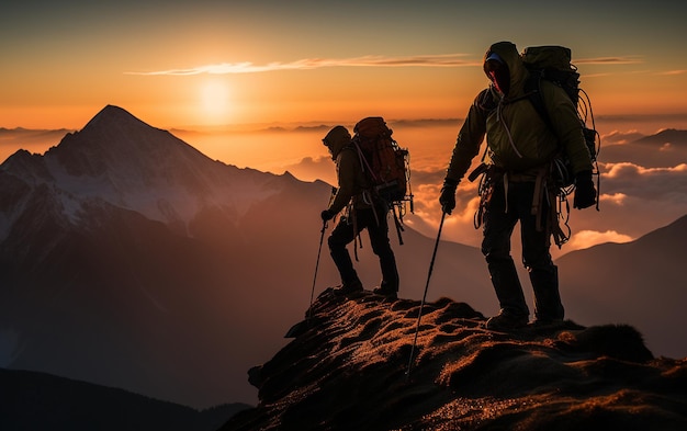 Die Eroberung des Peak Climbing Team Sieg Generative von Ai